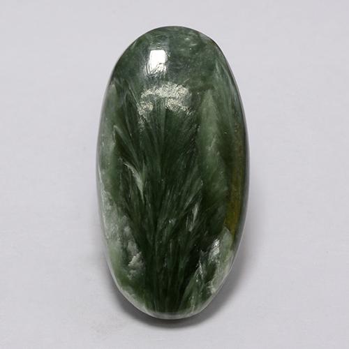 Serafinita Verde Natural 7.39ct, Corte Oval, Opaco