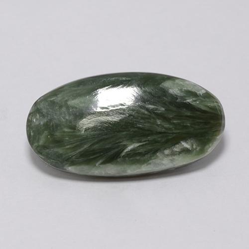 Serafinita Verde Natural 7.39ct, Corte Oval, Opaco