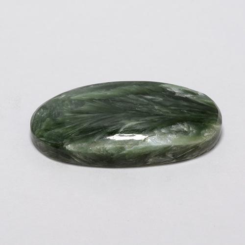 Serafinita Verde Natural 7.39ct, Corte Oval, Opaco