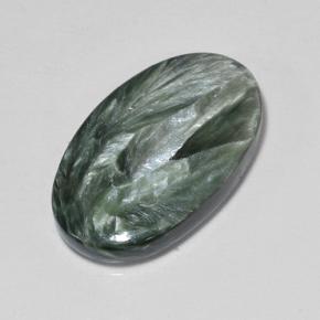 Serafinita Verde Natural 8.42ct, Corte Oval, Opaco