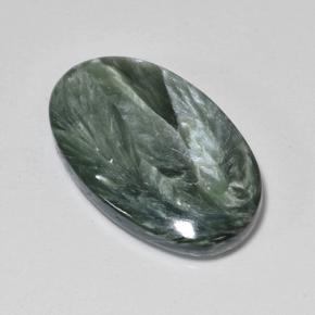 Serafinita Verde Natural 8.42ct, Corte Oval, Opaco