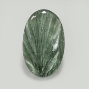 Serafinita verde natural 7,29ct, corte oval, opaco