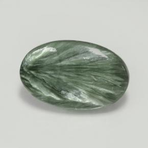 Serafinita verde natural 7,29ct, corte oval, opaco