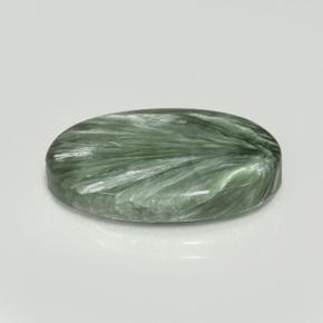 Serafinita verde natural 7,29ct, corte oval, opaco