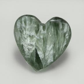 Serafinita verde natural 7,59ct, formato de coração, opaco