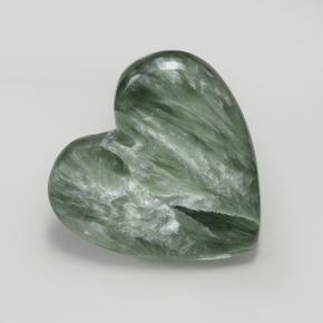 Serafinita verde natural 7,59ct, formato de coração, opaco