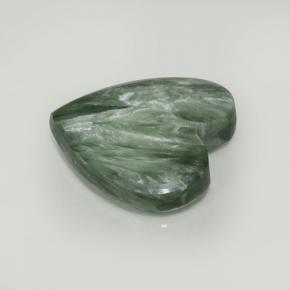 Serafinita verde natural 7,59ct, formato de coração, opaco