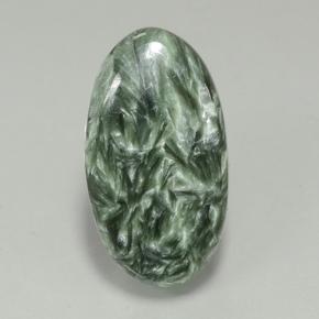 Serafinita verde natural 6,85ct, corte oval, opaco