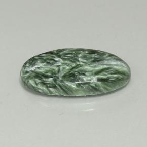 Serafinita verde natural 6,85ct, corte oval, opaco