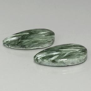Pedras preciosas de serafinita verde natural de 19,56 ct, formato de pêra, opaco