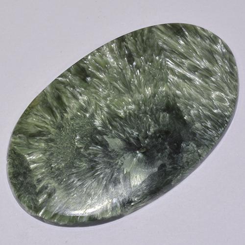 Serafinita Verde Multicolor Natural 19.69ct, Corte Oval, Opaco