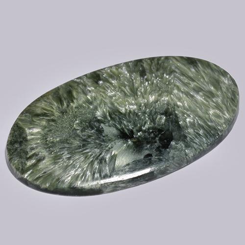 Serafinita Verde Multicolor Natural 19.69ct, Corte Oval, Opaco