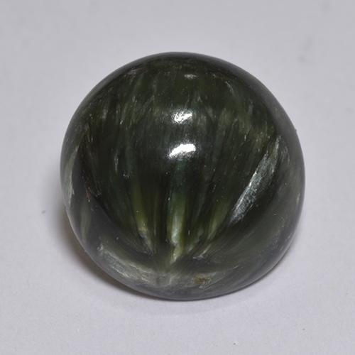 Serafinita Verde escuro Natural 2.93ct, Corte Redondo, Opaco