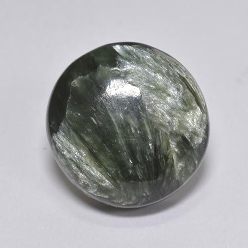 Serafinita Verde Natural 4.10ct, Corte Redondo, Opaco