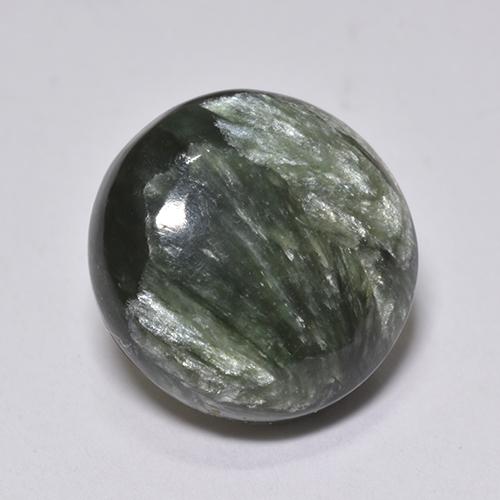 Serafinita Verde Natural 4.10ct, Corte Redondo, Opaco