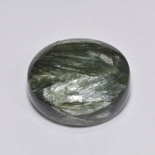 Serafinita Verde Natural 4.10ct, Corte Redondo, Opaco