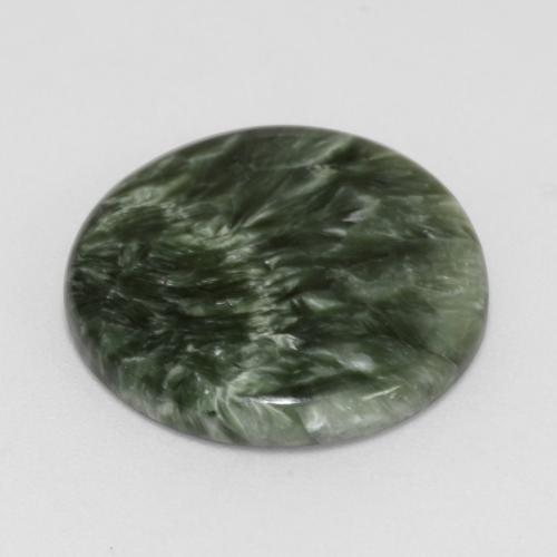 Serafinita verde natural 11,23ct, corte redondo, opaco