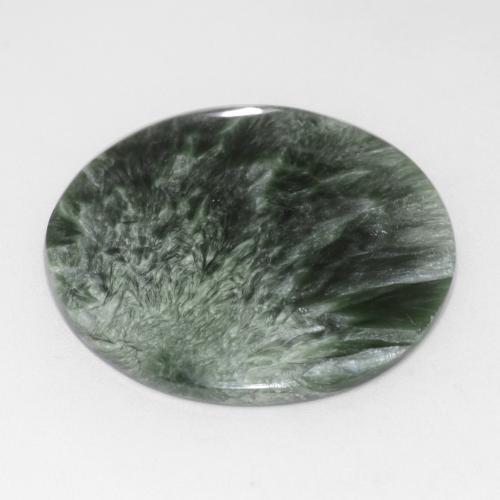 Serafinita verde natural 20,78ct, corte redondo, opaco