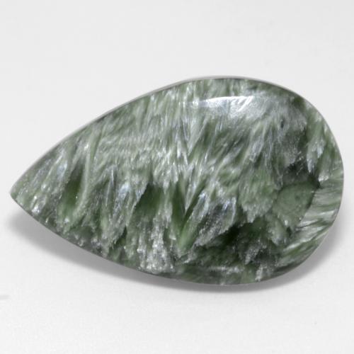 Serafinita verde natural 12,22ct, formato de pêra, opaco