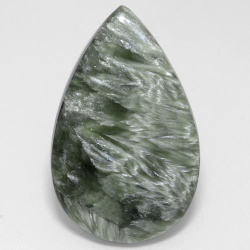 Serafinita verde natural 12,22ct, formato de pêra, opaco