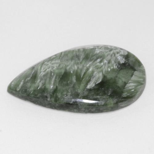 Serafinita verde natural 12,22ct, formato de pêra, opaco