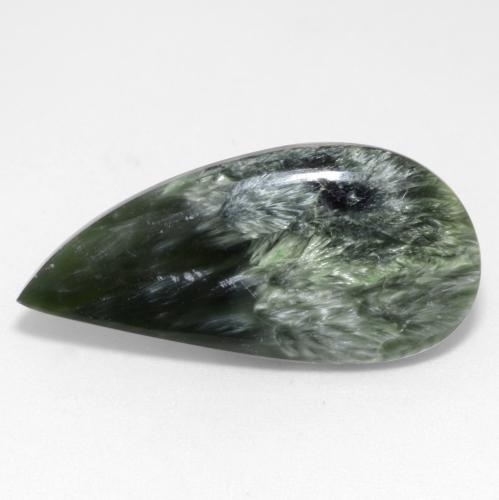 Serafinita verde natural 10,98ct, forma extravagante, opaco