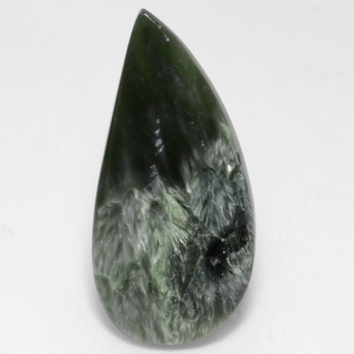 Serafinita verde natural 10,98ct, forma extravagante, opaco