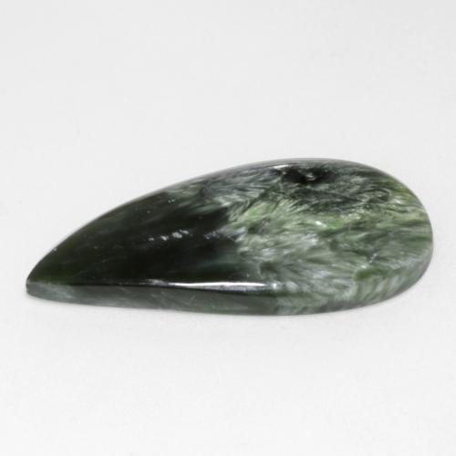 Serafinita verde natural 10,98ct, forma extravagante, opaco