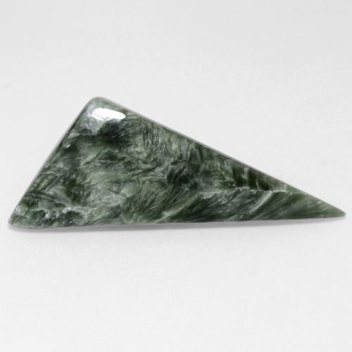 Serafinita verde natural 6,28ct, trillion, opaco