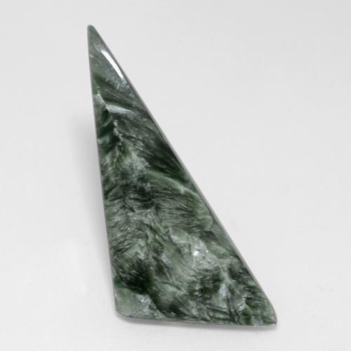 Serafinita verde natural 6,28ct, trillion, opaco