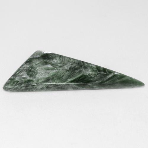 Serafinita verde natural 6,28ct, trillion, opaco