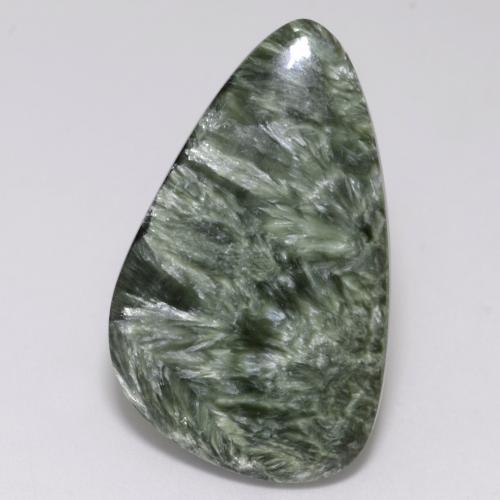 Serafinita verde natural 17,23ct, forma extravagante, opaco