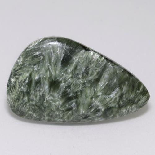 Serafinita verde natural 17,23ct, forma extravagante, opaco