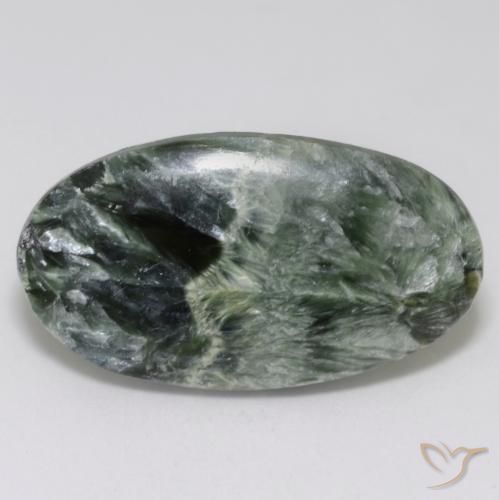 Serafinita Verde médio Natural 16.06ct, oval, Opaco