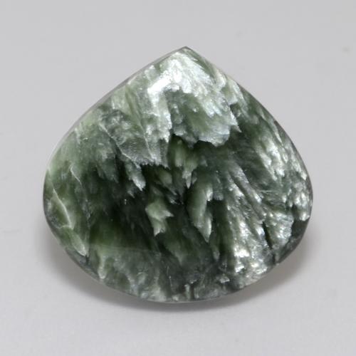 Serafinita verde natural 9,94ct, formato de pêra, opaco