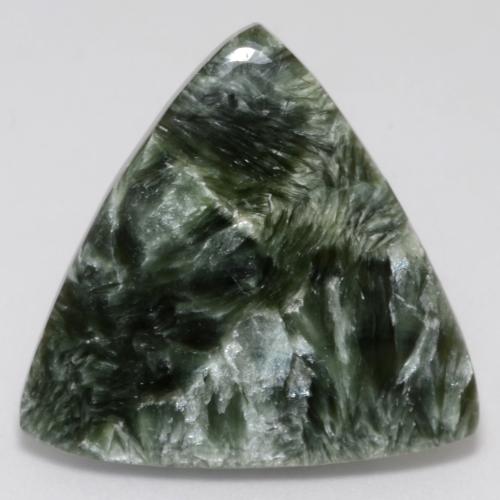 Serafinita verde natural 12,51ct, trillion, opaco