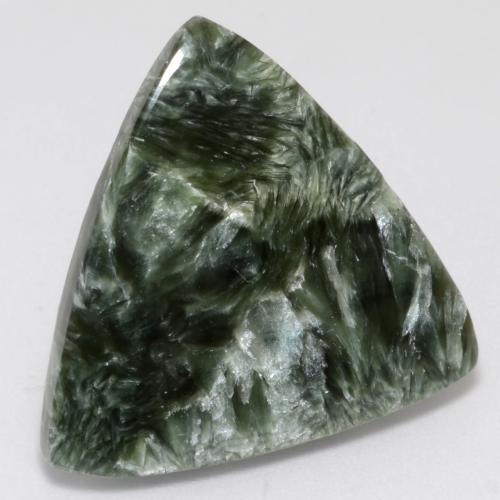 Serafinita verde natural 12,51ct, trillion, opaco