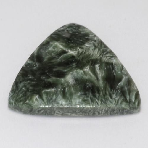 Serafinita verde natural 12,51ct, trillion, opaco