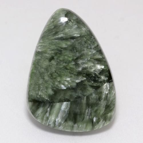 Serafinita verde natural 8,66ct, forma extravagante, opaco