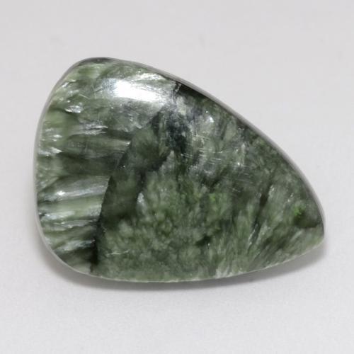 Serafinita verde natural 8,66ct, forma extravagante, opaco