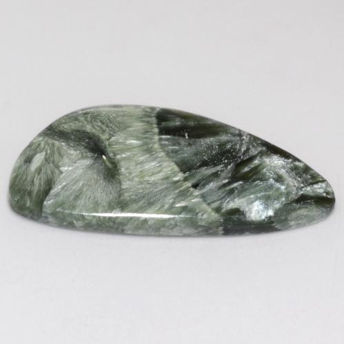 Serafinita verde natural 13,83ct, forma extravagante, opaco