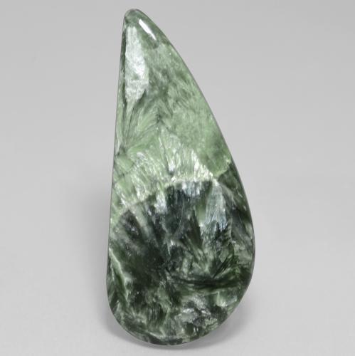Serafinita Verde acinzentado Natural 18.63ct, Forma extravagante, Opaco