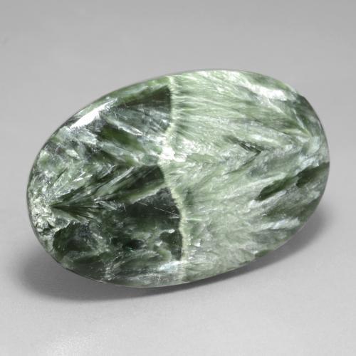 Serafinita Verde médio Natural 29.23ct, Corte Oval, Opaco