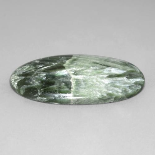 Serafinita Verde médio Natural 29.23ct, Corte Oval, Opaco