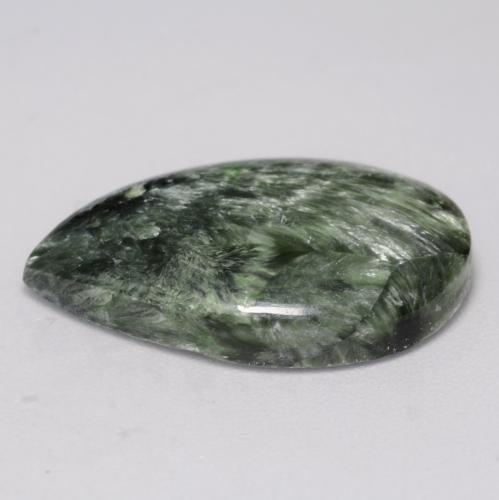 Serafinita verde natural 8,36ct, formato de pêra, opaco