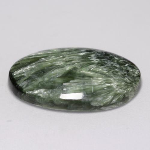 Serafinita verde natural 8,17ct, corte oval, opaco