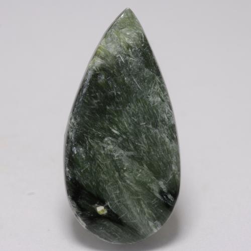 Serafinita Verde Multicolor Natural 6.29ct, Formato de pêra, Opaco