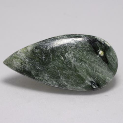 Serafinita Verde Multicolor Natural 6.29ct, Formato de pêra, Opaco