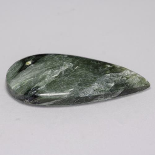 Serafinita Verde Multicolor Natural 6.29ct, Formato de pêra, Opaco