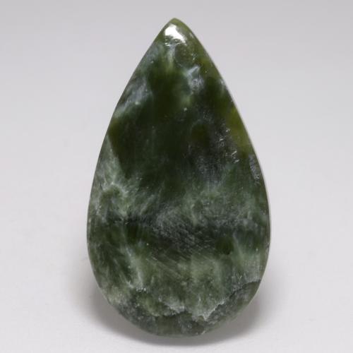 Serafinita verde natural 8,10ct, formato de pêra, opaco